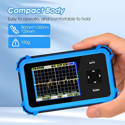 Handheld Oscilloscope Beginner, AIOMEST Mini Osciloscopio with 1MHz Bandwidth 8.33MSa/s, ±400V (800Vpp X10) - 150g Portable Scope for Automotive DIY, Electronics Hobbyists, Student Lab