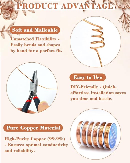 FIVEIZERO 6 Rolls 6 Size Jewelry Making Copper Wire Kit - Image 4