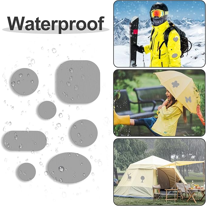 45PCS Nylon Repair Patch Self-Adhesive Pre-Cut Fabric Patch Down Jacket Repair Patches for Puffer Jackets Tenacious Tape Polyester Waterproof Lightweight Tent Repair Patch for Clothes Bag(Dark Grey)