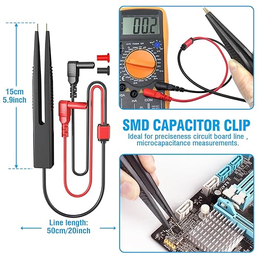 Electrical Multimeter Test Leads Set with Alligator Clips Crocodile Alligator Clips Electrical Test Hook Test Probes Lead Professional Kit for Electric Circuit Connection, DIY School Experiments