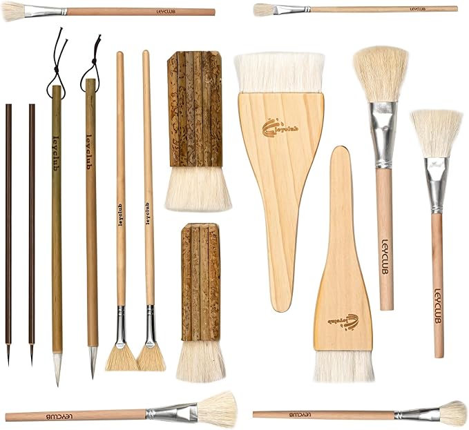 Pottery Glaze Brushes, Different Shape Wool Soft Bristle by Unknown