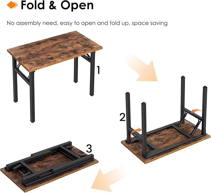 Need Small Folding Computer Desk, 35.8 Inch Writing Table, Rustic Brown | - Image 4