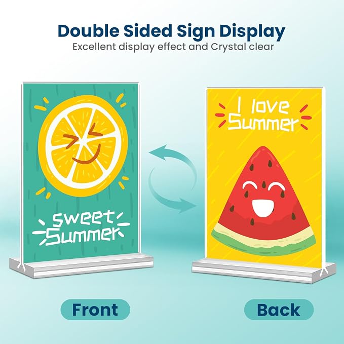 Acrylic Sign Holder, 15 Pack Vertical Clear Table Menu Display, Double Sided - Image 4