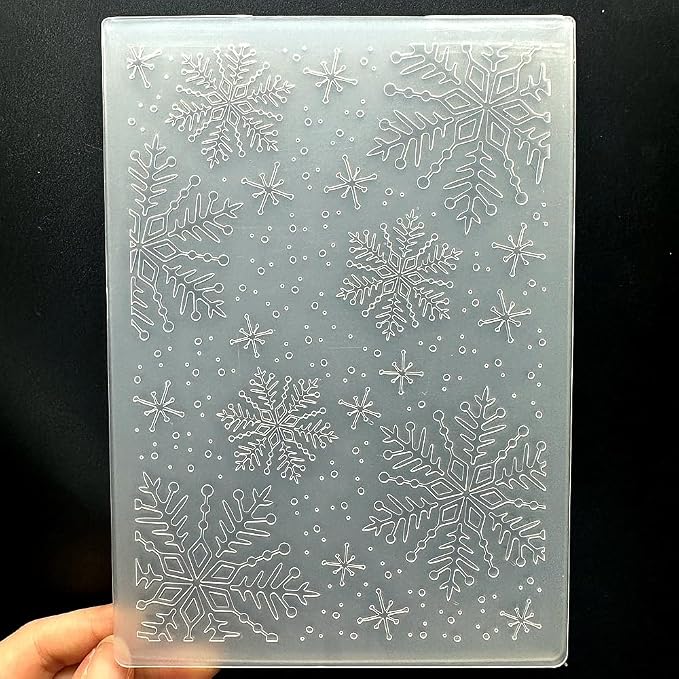 3D Plastic Embossing Folder Template Christmas and Winter Snowflakes Texture - Image 7