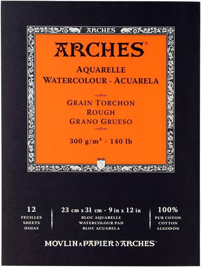 Arches Watercolor Paper 140 lb. Rough 12 Sheet Pad 9x12" by ARCHES