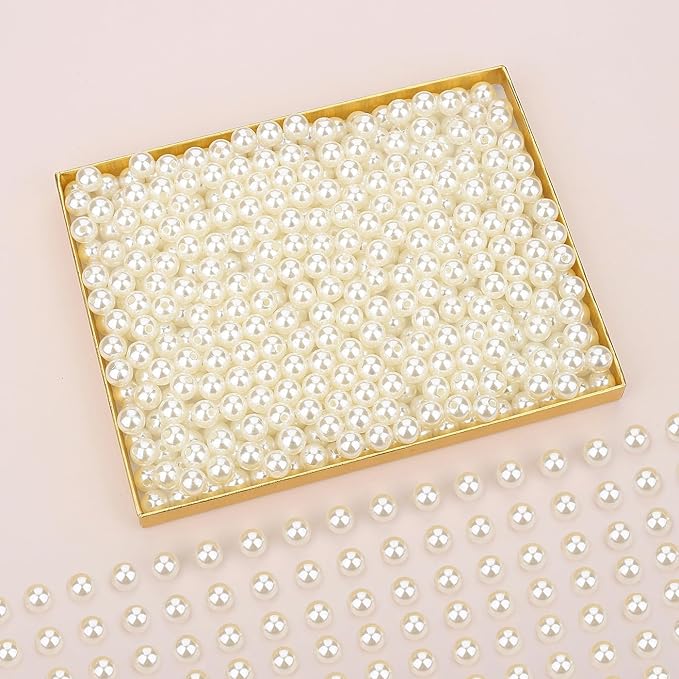DUQGUHO 10mm Pearl Beads for Crafting White Beads Bulk for Jewelry Making Fake - Image 2