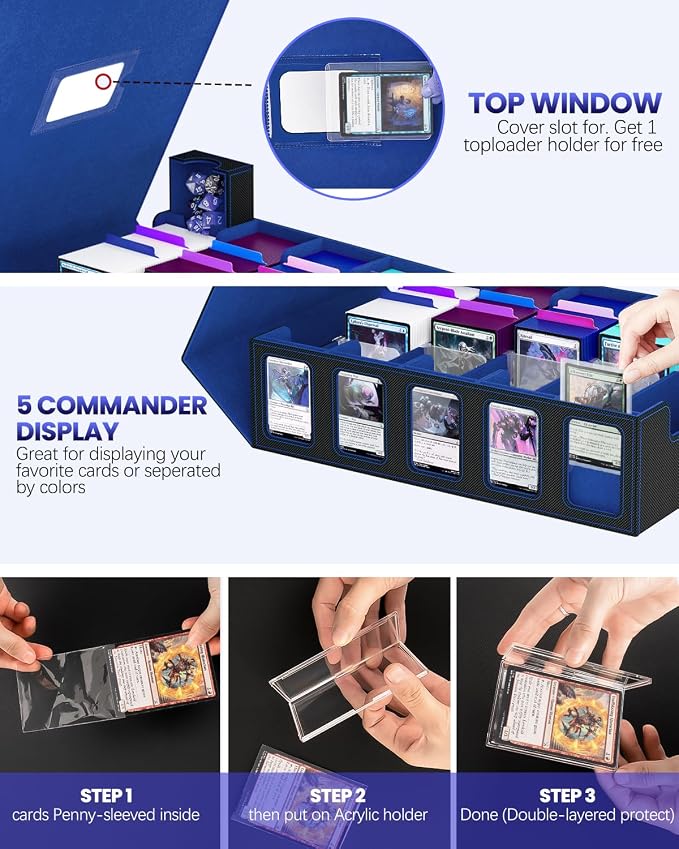 Trading Card Storage Box, 5 Row Card Deck Case - Image 3