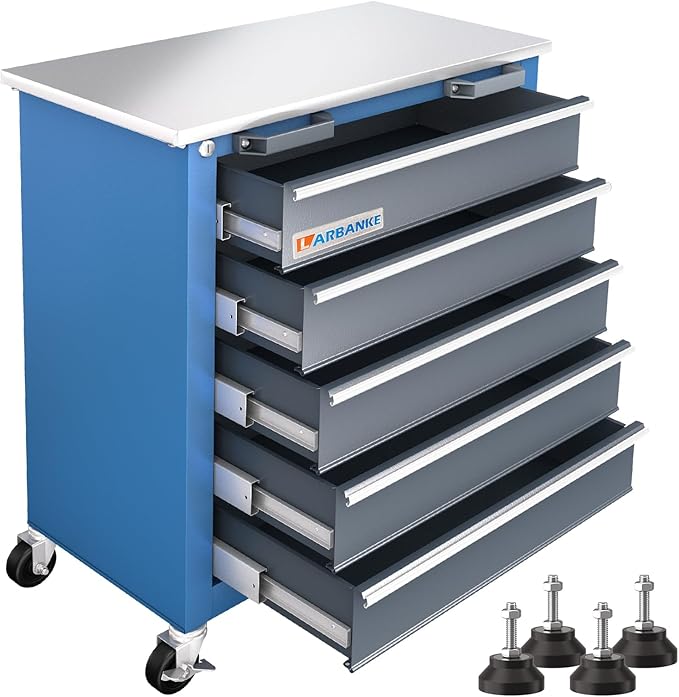 5-Drawer Rolling Tool Chest,Locking Metal Tool Cabinet with Drawer Liners,Non-Slip Pearl Cotton Mat,360° Wheels for Easy Move,Can be Used in Combination with The Seven-Drawer Tool Cabinet