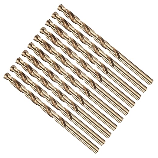 Drill Bit, #11 Cutting Diameter, 4341 HSS Gold Finish 135° Cutting Angle Number Jobber Bits - (Applications: for Drilling Soft Metal Plastic Wood), 10-Pieces