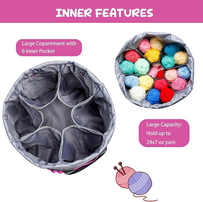 MYBAGZING Expandable Yarn Storage Organizer, Crochet Bag & Yarn Tote - Image 3