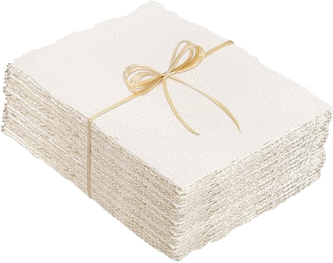 100 Sheets Watercolor Paper 5 x 7 in, 300 GSM Deckled Edge Handmade Paper | by Prudiut