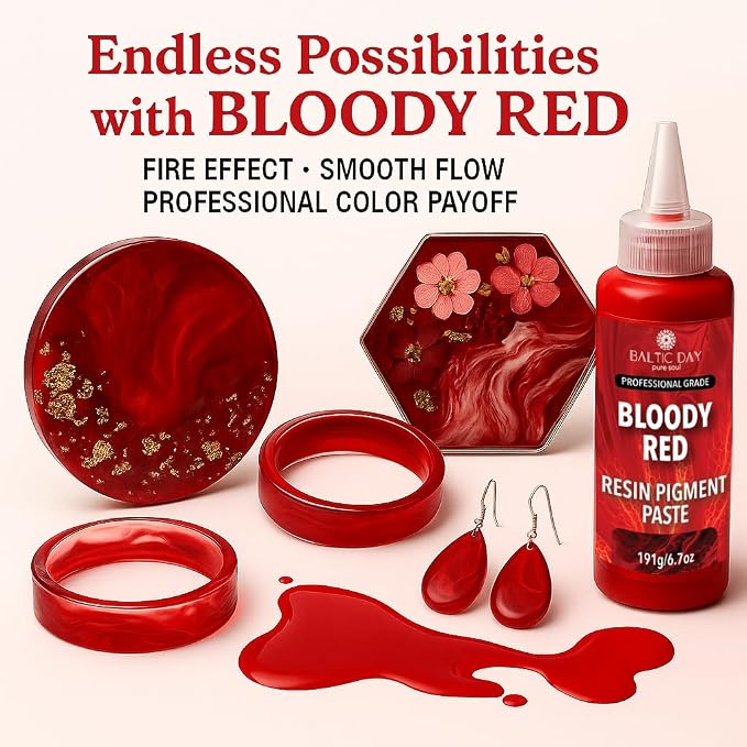 Bloody Red Epoxy Resin Pigment Paste XL – Opaque Epoxy Dye & High Concentration - Image 5