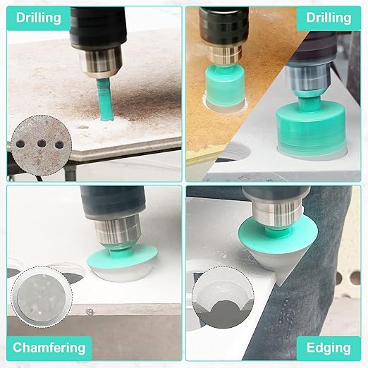Diamond Core Drill Bits Set 11pcs Tile Hole Saw Kit Triangle Shank(6/6/8/20/25/28/35/45/50/65mm/35mm Diamond Chamfer bits)