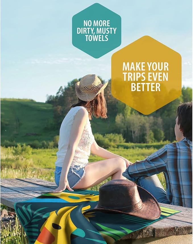 VENTURE 4TH Microfiber Beach Towel: Quick-Dry, Compact, Sand-Free, Absorbent, Sandproof and Lightweight - Perfect for Camping, Beach, and Roadtrips (Navy Flamingo Design | 35x78 inches)