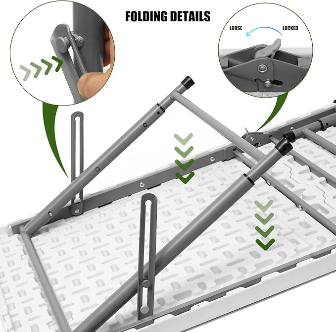 Byliable Folding Table 4 Foot Portable Heavy Duty Plastic Fold-in-Half Utility - Image 8