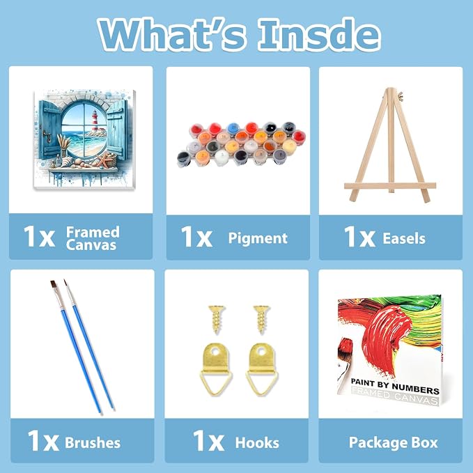 hkejoi Beach Paint by Numbers Kit - Image 4
