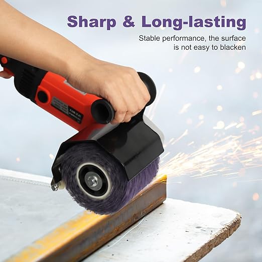 Rocaris 36 Grit Abrasive Drawing Wheel Drum, 4.5"×4" Wire Drawing Polishing Burnishing Wheels, Buffing Wheels for Wood Metal Surface Polishing, Purple