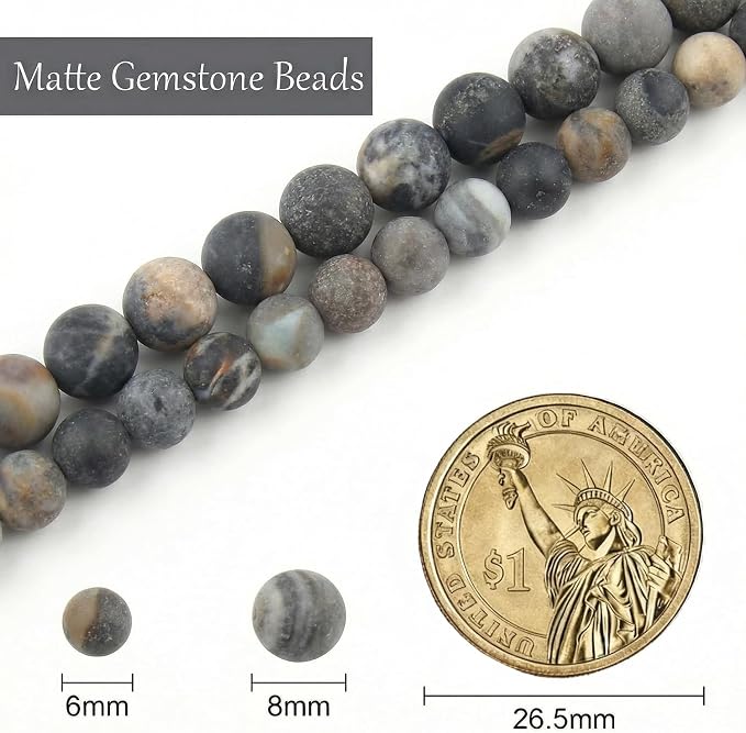 8mm Matte Crazy Lace Agate Bead, 15-Inch Matte Round Loose Stone Beads - Image 3