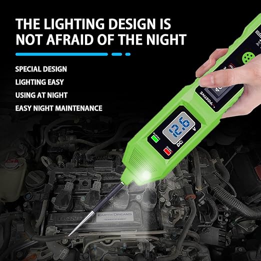 CT03 Power Circuit Tester, 6-24V DC Test Light Short Circuit, Automotive Component Electrical Polarity Identify Continuity Tester, Overload Protection