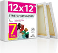 PHOENIX Stretched Canvas for Painting 12x12 Inch/7 Value Pack, 8 Oz Triple by PHOENIX