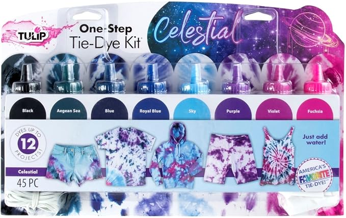 Tulip One-Step Tie-Dye Kit Celestial, Large Party Activity, Permanent Fabric Dye by Tulip