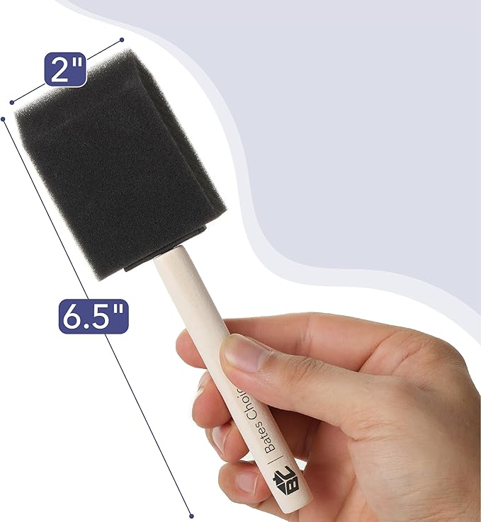 Bates- Foam Paint Brushes, 2 Inch, 16 Pack, Wooden Handle | - Image 3