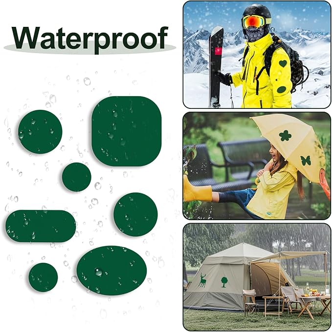45PCS Nylon Repair Patch Self-Adhesive Pre-Cut Fabric Patch Down Jacket Repair Patches for Puffer Jackets Tenacious Tape Polyester Waterproof Lightweight Tent Repair Patch for Clothes Bag(Green)