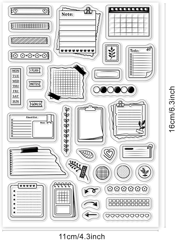 GLOBLELAND Calendar Label Theme Transparent Stamps Gridlines Clear Stamp Seals - Image 6