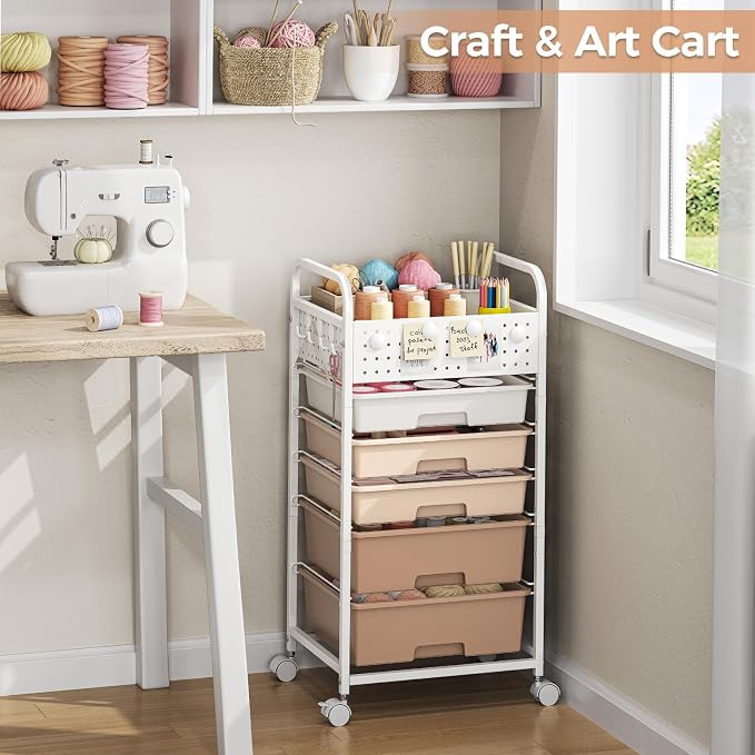 5 Drawer Rolling Storage Cart - Image 5