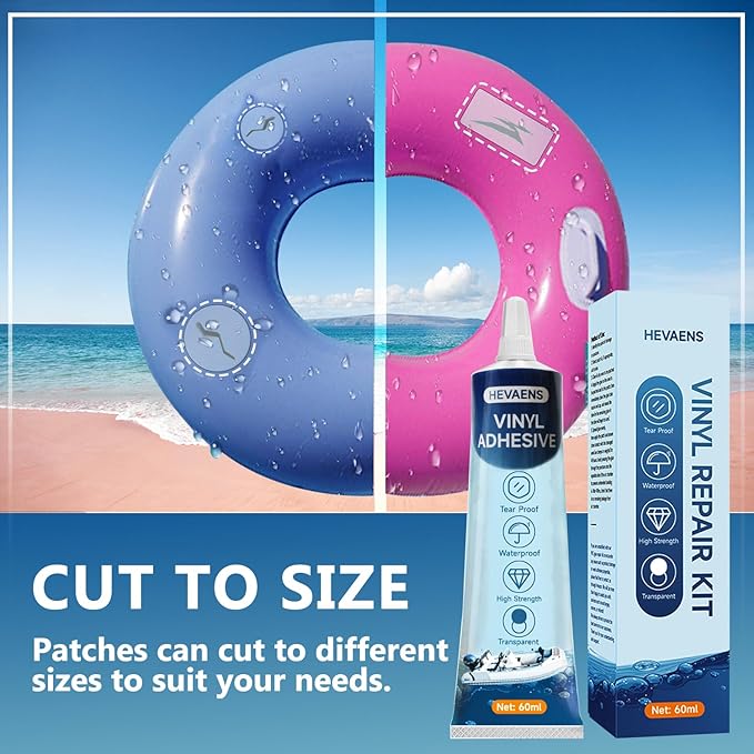 Air Mattress Patch Kit, Heavy Duty Inflatable Repair Kit for Air Mattress, Bounce House, Inflatable Toys, PVC Boat, Tent, Swimming Ring, UV- Resistant Waterproof TPU Pool Repair Glue, Heavy Duty