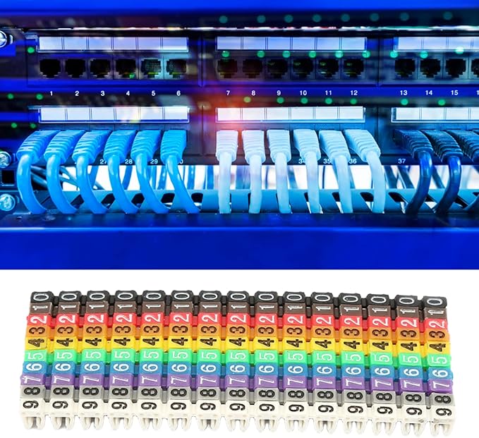 WALFRONT Digital Tube Wire 0-9 Number Coded Clip On Plastic Cable Label Tube Colorful Cable Marker C Shape Suitable Multi-Type Cable (150Pcs 1.5mm²)