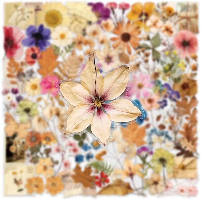 200PCS Transparent Flora Scrapbook Stickers, Vintage Aesthetic Flowers Sticker - Image 2