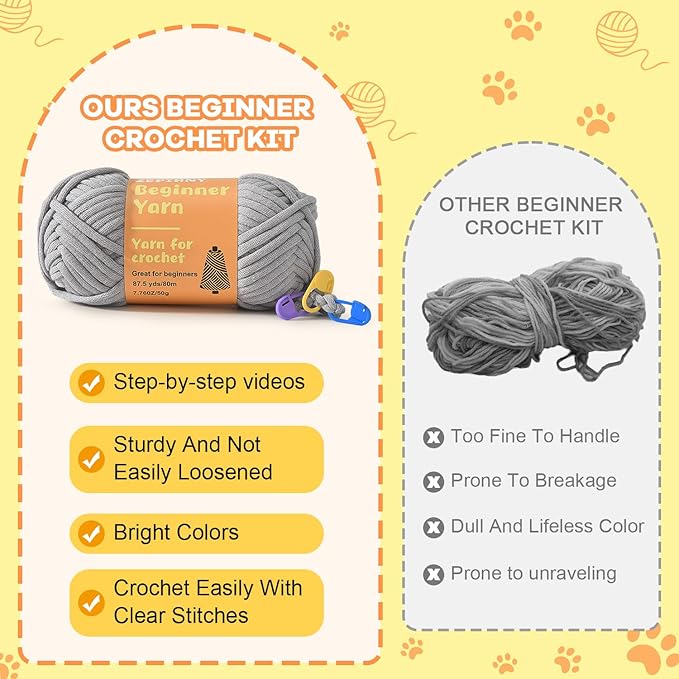 Zepiany Crochet Kit for Beginners, Crochet Cat Beginner Crochet Kit for Adults - Image 5