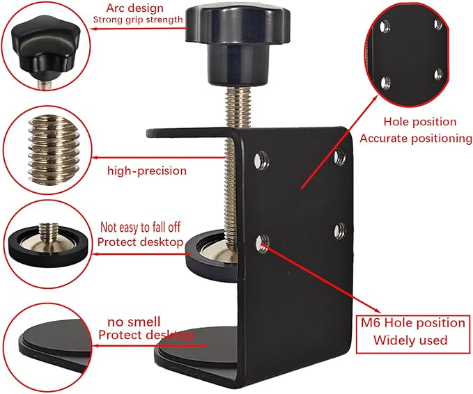 Small C Clamps 2 Inch with 4 Small Holes in the Back, 4-Pack Adjustable Desk C-Clamp for Range 0.39"~2", Versatile Clamp for Brake, Parts Assembly, Fastening, Welding, Woodwork, Metal Work