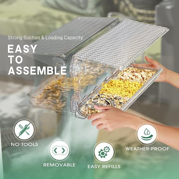 SUNALLY Window Bird Feeder for Outdoors, Transparent Birds House Outside Wild - Image 7