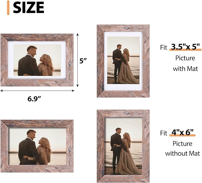 Fixwal 4x6 Picture Frames Set of 5, Vintage Multicolour Photo Frames - Image 3