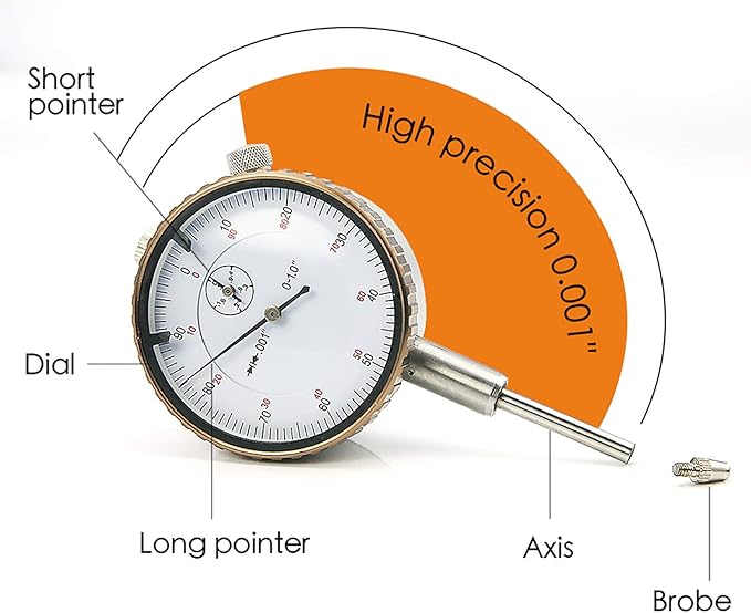 Nortools Dial Indicator 0-1" AGD SPEC 0.001" with Graduation Travel Lug Back, 2" Dial Dia measuring tool