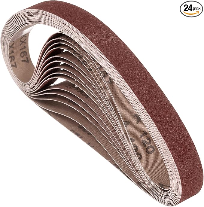 24 Pcs Sanding Belts 3/4 x 12 Inch 120 Grit Aluminum Oxide Abrasive Sandpaper for Belt Sander Metal Grinding Wood Working Weld Rust Removal