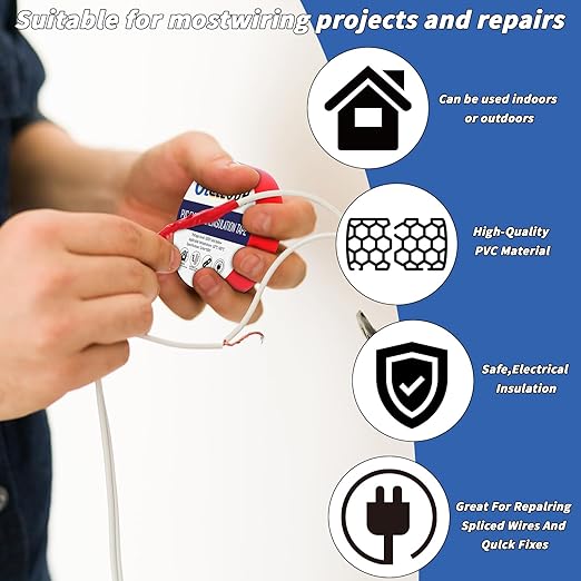 100 Rolls Red Electrical Tape Bulk 3/4 Inch x 66ft, Waterproof Vinyl Electric Tape High Temp Insulation Tape for Electrical Protection Home Outdoor Electric Insulating Wire Wrapping