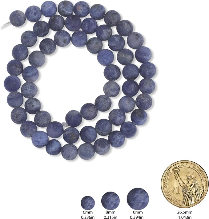 36pcs Natural Matte Olded Blue Sodalite Gemstone Beads，10mm Frosted Round Loose - Image 2