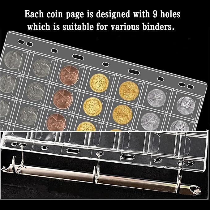 10 Sheets Coin Collection Pages, Coins Pocket Page - Image 4