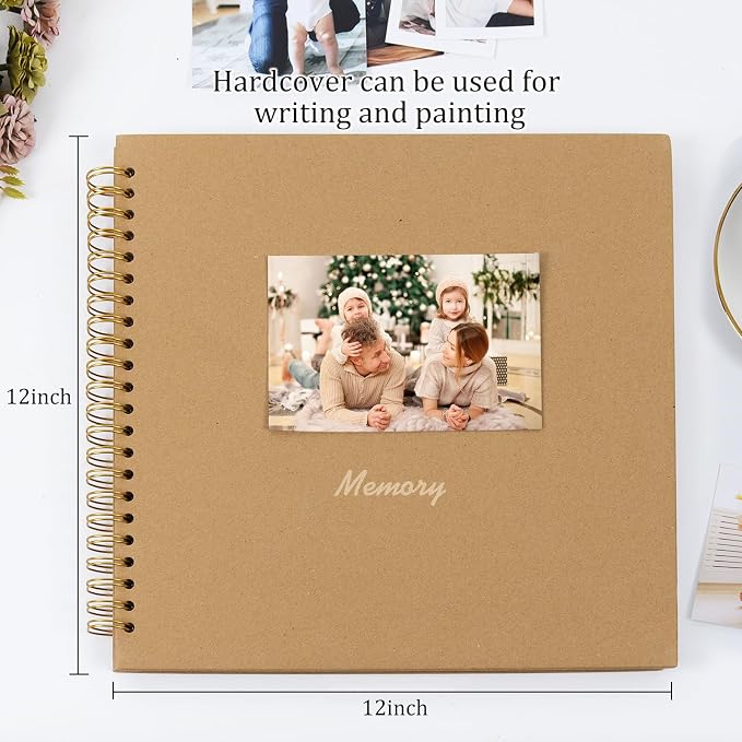 RECUTMS 12 x 12 Inch Large Scrapbook Album Kraft Blank Page DIY Scrapbook Photo - Image 2