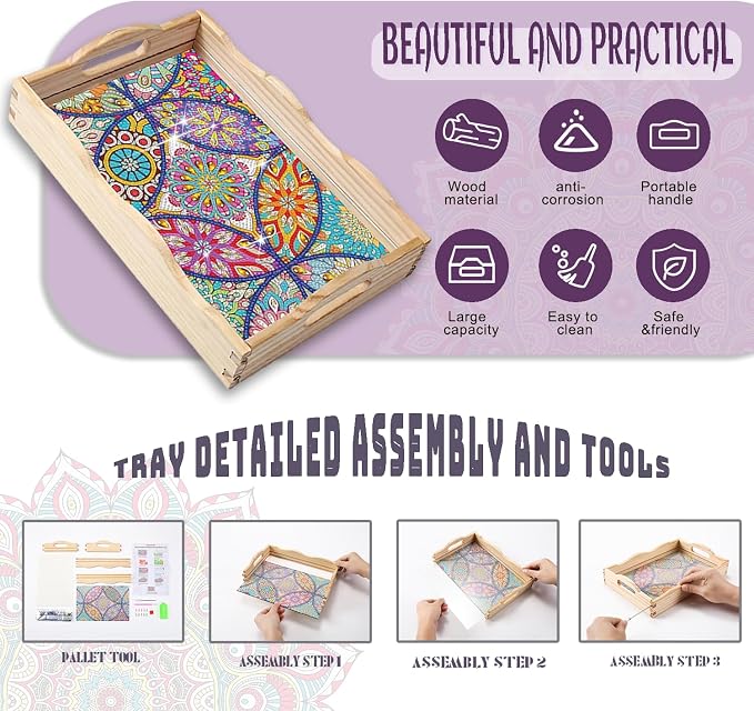 EWJRNSF Diamond Art Kits for Adults Wooden Serving Trays - Image 3