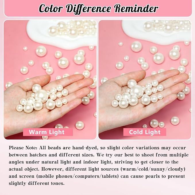 1200PCS 8mm Pearls for Crafting, Ivory No Hole Beads for Centerpieces Vases - Image 7