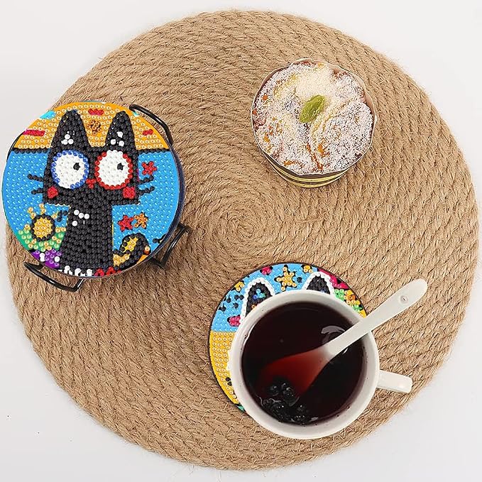 Bulerrylulu 12 Pcs Cat Diamond Painting Coasters Kits - Image 4