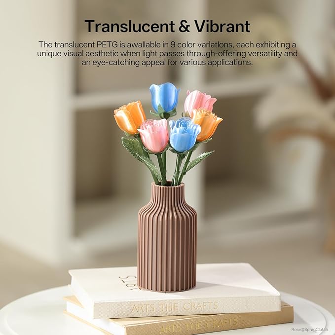 ANYCUBIC PETG Filament 1.75mm, 3D Printer Filament, Translucent and Vibrant, Dimensional Accuracy +/- 0.02mm, Print with Most FDM 3D Printers, 1KG Reusable Spool, Clear Pink
