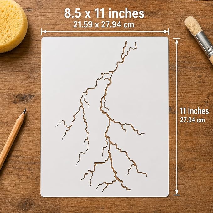 8.5x11 Inch Lightning Bolt Stencil Reusable Plastic Weather Fire Template | - Image 2