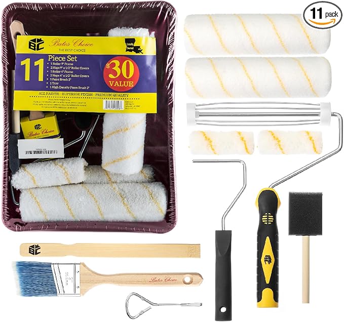 Bates- Paint Tray Set, Paint Roller Kit, Small Paint Roller, Foam Brush by BatesChoice