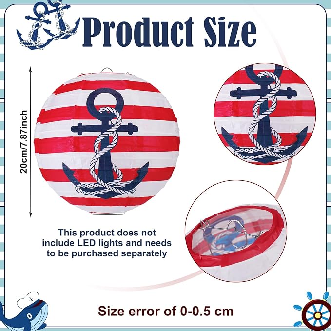 Panelee 12 Pcs Nautical Birthday Party Decorations Anchor Sailor Boat Cruise - Image 3