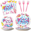 Qyeahkj 100 Pcs Summer Pool Party Plates and Napkins Set Pink Swimming Pool by Qyeahkj